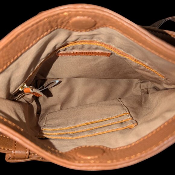 HOBO Cognac Leather Pier Small Crossbody Magnet Magnetic Closure Handbag Purse - Picture 8 of 8